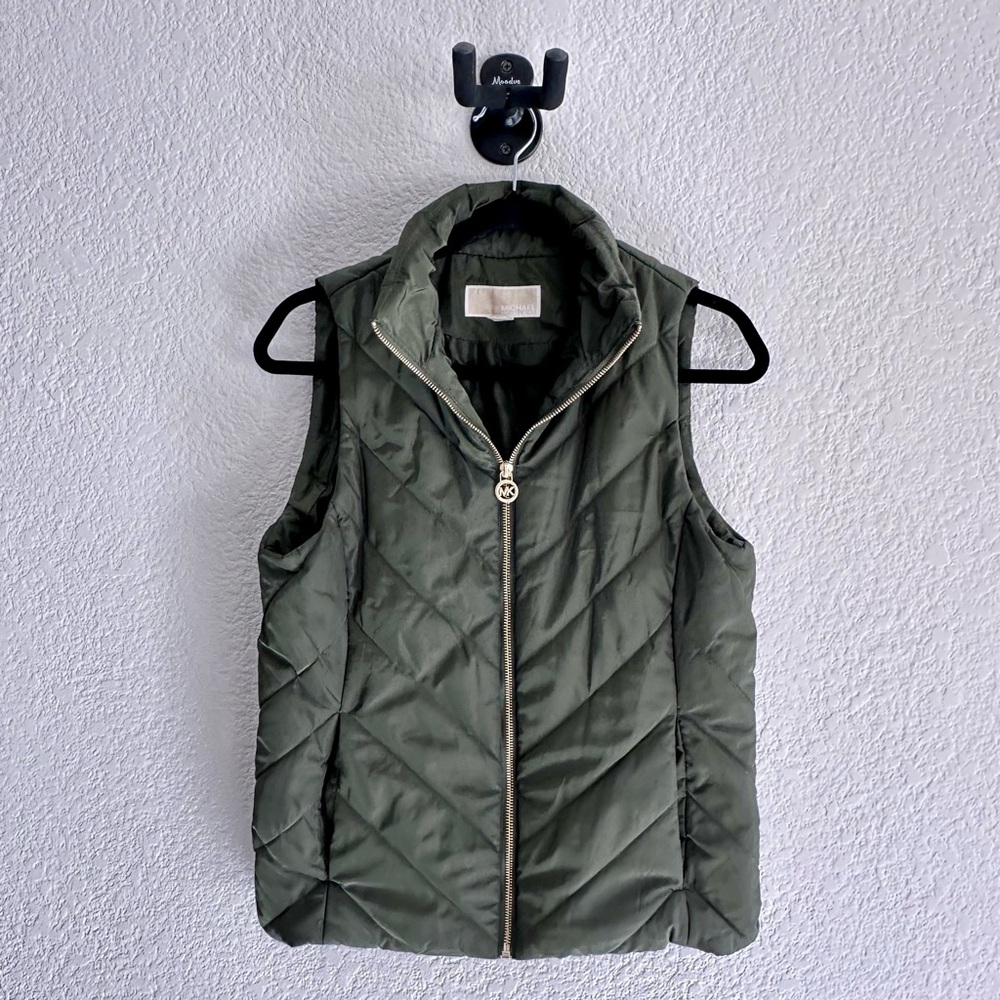 Michael Kors Green Quilted Puffer Vest